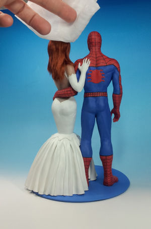 Spider-Man Mary Jane Watson custom wedding cake topper Sophie Cartier Sculpture